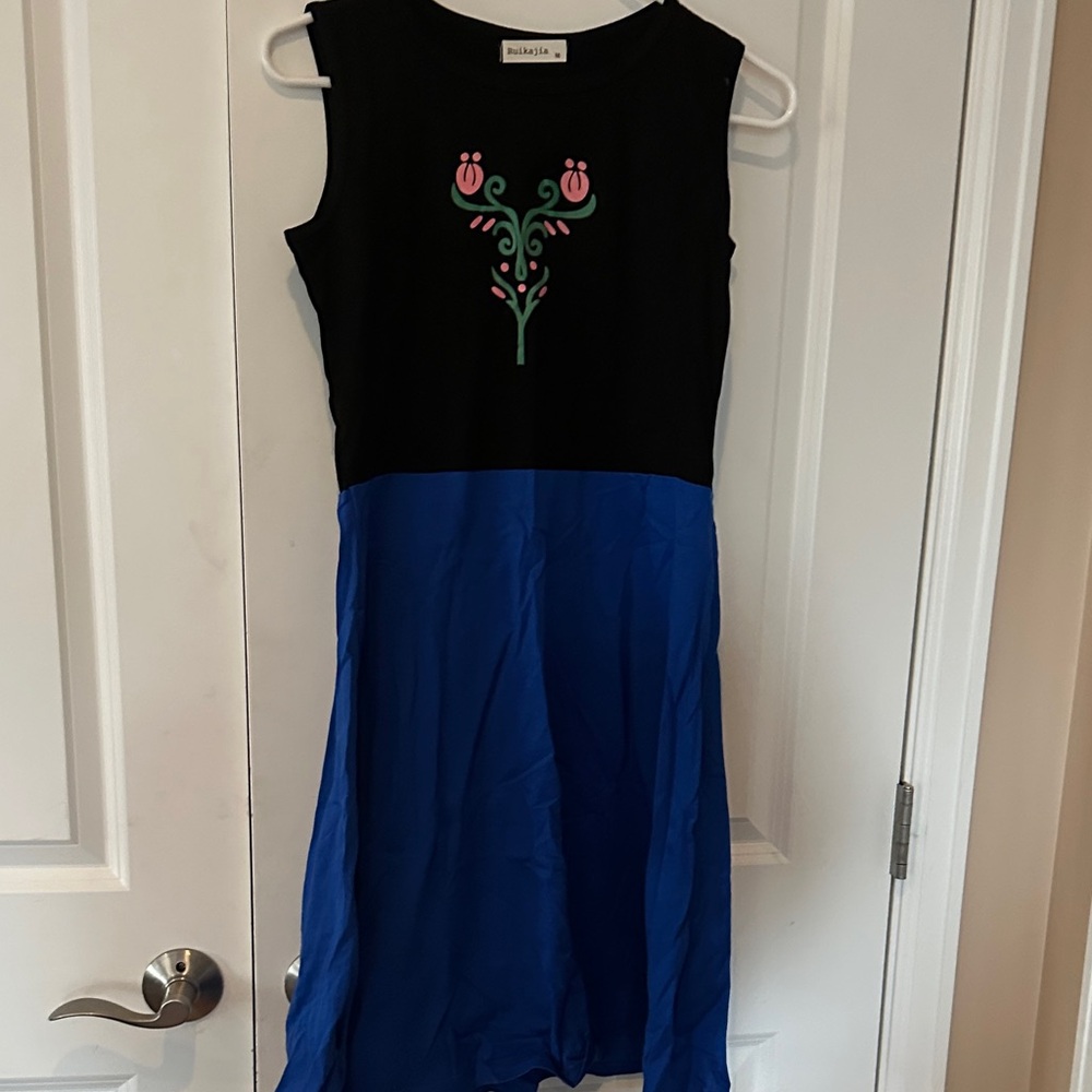 Black and Blue Sleeveless Dress